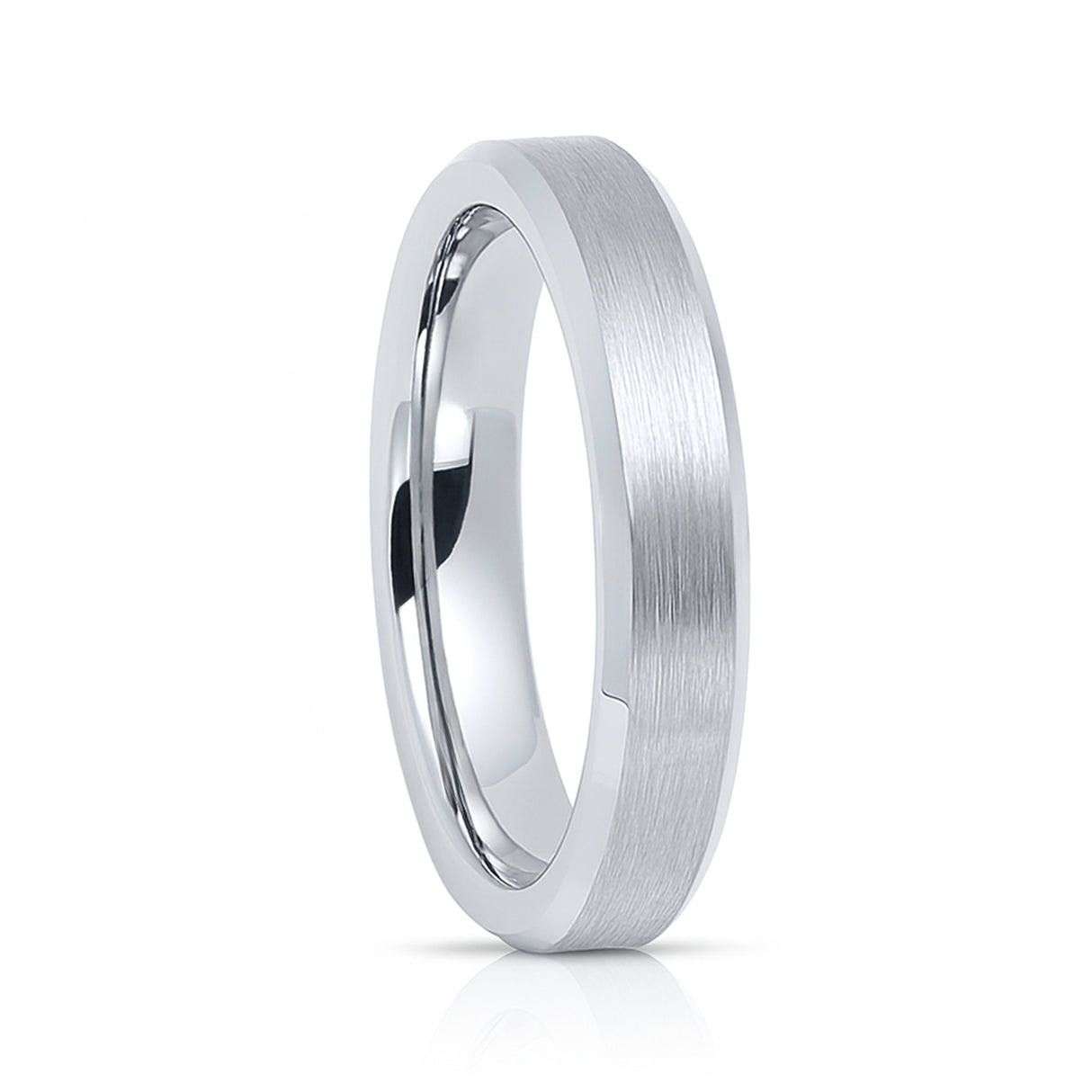 4mm Silver Tungsten Carbide Wedding Ring Brushed Center