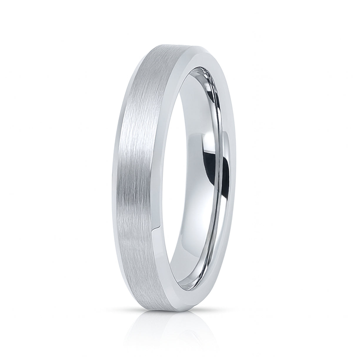 4mm Silver Tungsten Carbide Wedding Ring Brushed Center