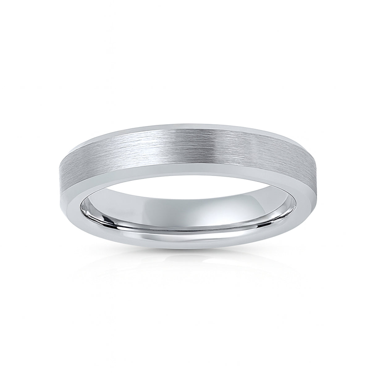 4mm Silver Tungsten Carbide Wedding Ring Brushed Center