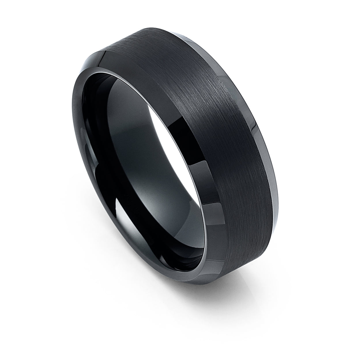 6mm Black Tungsten Carbide Wedding Ring with Brushed Center