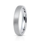 4mm - Tungsten Wedding Band Silver Brushed Center Finish, Dome Ring