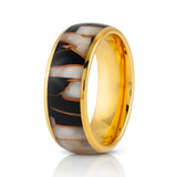 8mm Yellow Gold Tungsten Wedding Ring W/ Black Resin & Gold Shavings Inlay