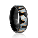 8mm Black Tungsten Wedding Ring W/ Black Resin & Gold Shavings Inlay