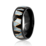 8mm Black Tungsten Wedding Ring W/ Black Resin & Gold Shavings Inlay
