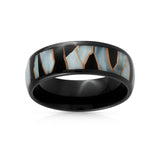 8mm Black Tungsten Wedding Ring W/ Black Resin & Gold Shavings Inlay