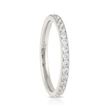 Silver Titanium Ring Full Eternity Cubic Zircon Diamonds 2mm