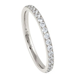 Silver Titanium Ring Full Eternity Cubic Zircon Diamonds 2mm