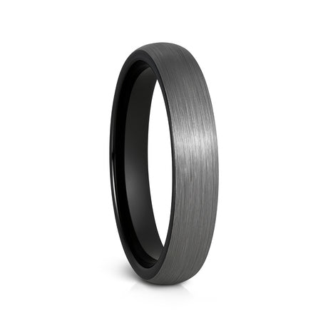 4mm Domed Shape Black & Gun Metal Tungsten Carbide Ring
