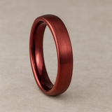 Red Wine Stain Tungsten Carbide Wedding Ring Dome Shape Brushed Center-4mm
