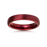 Red Wine Stain Tungsten Carbide Wedding Ring Dome Shape Brushed Center-4mm
