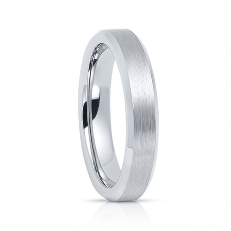 4mm Silver Tungsten Carbide Wedding Ring Brushed Center