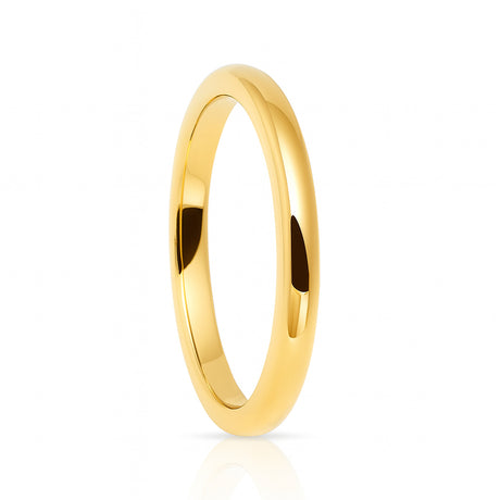 2mm Gold Classic Domed High Polish Tungsten Wedding Ring Comfort Fit Band