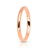 2mm Rose Gold Classic Domed High Polish Tungsten Wedding Ring Comfort Fit Band