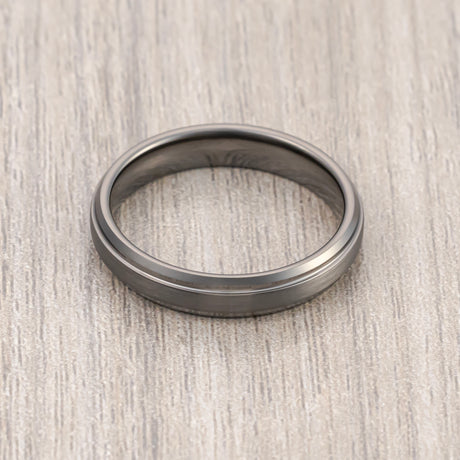 4mm Gunmetal Tungsten Carbide  Wedding Band W/ Stepped Edges