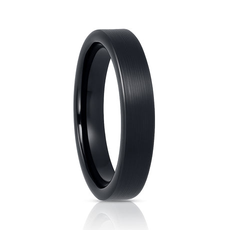 4mm Black Tungsten Ring Brushed Center Pipe Cut Finish
