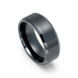 8mm Gunmetal Zirconium Wedding Band Brushed W/ Beveled Edges