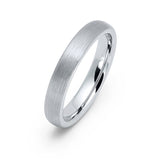 4mm - Tungsten Wedding Band Silver Brushed Center Finish, Dome Ring