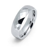 6mm - Tungsten Carbide Faceted Domed Shaped Hammered Wedding Ring