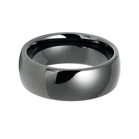 8mm Gunmetal Tungsten Carbide Wedding Band High Polished Dome Ring